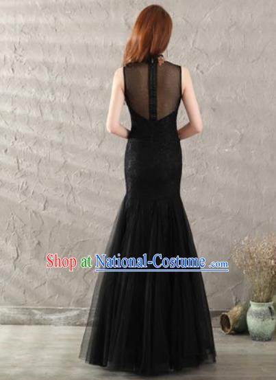 Chinese Traditional National Costume Classical Wedding Black Veil Fishtail Full Dress for Women