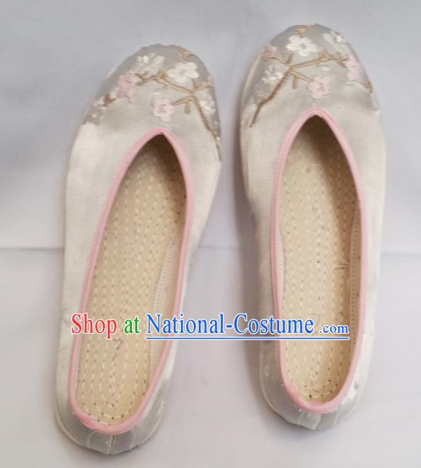 Chinese National Blue Silk Shoes Traditional Cloth Shoes Hanfu Shoes Embroidered Shoes for Women