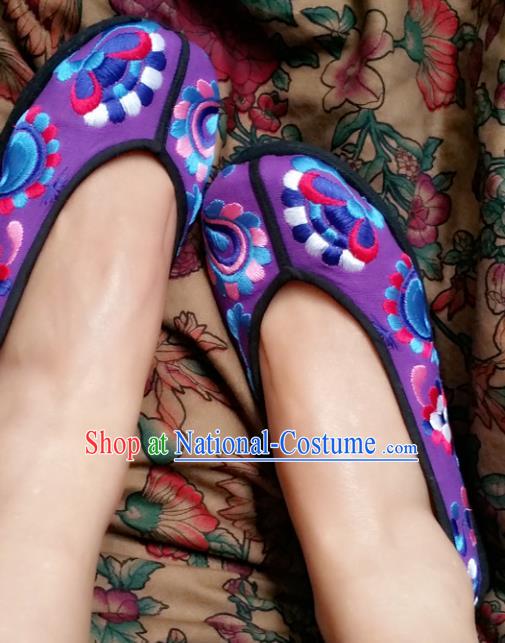 Chinese National Purple Shoes Traditional Cloth Shoes Hanfu Shoes Embroidered Shoes for Women