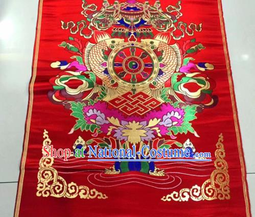 Chinese Traditional Buddhism Composite Flowers Pattern Design Red Brocade Silk Fabric Tibetan Robe Satin Fabric Asian Material