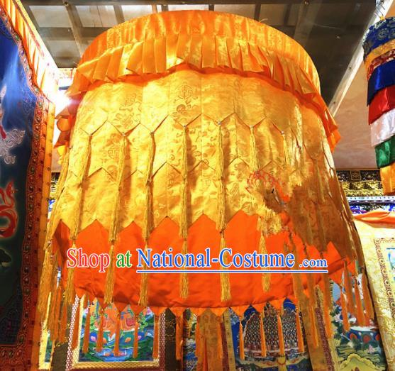 Chinese Traditional Buddhism Craft Chapel Decoration Vajrayana Buddhist Baldachin Golden Brocade Precious Umbrella