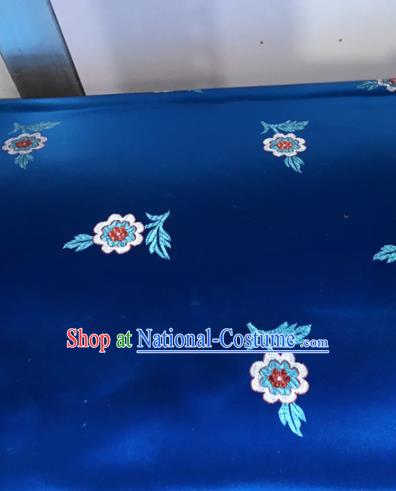 Chinese Traditional Buddhism Flowers Pattern Navy Brocade Silk Fabric Tibetan Robe Satin Fabric Asian Material