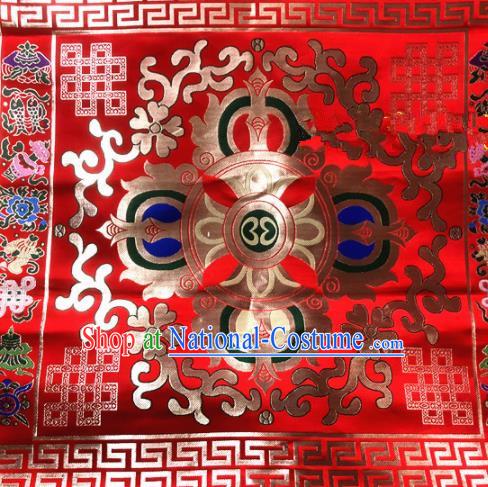 Chinese Traditional Buddhism Vajry Pestle Pattern Red Brocade Silk Fabric Tibetan Robe Satin Fabric Asian Material