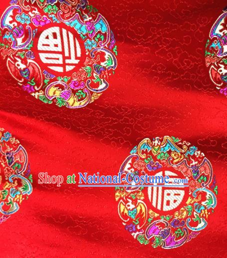 Chinese Traditional Buddhism Bats Fu Pattern Red Brocade Silk Fabric Tibetan Robe Satin Fabric Asian Material