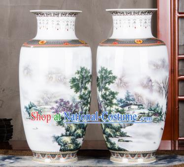 Chinese Traditional Printing Pine Enamel Vase Jingdezhen Ceramic Handicraft