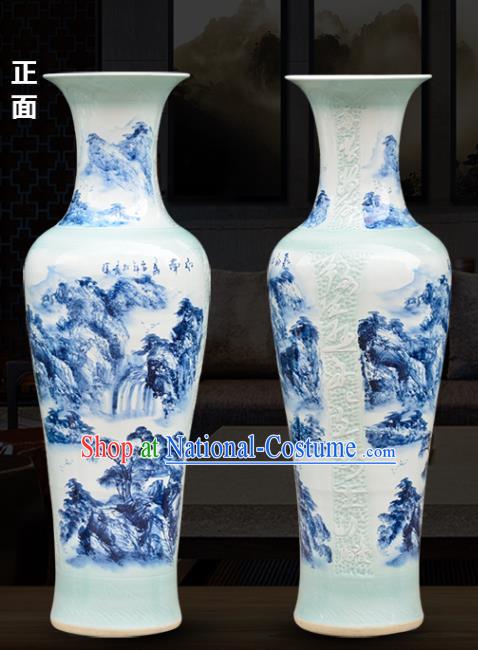 Chinese Traditional Printing Mountains Enamel Vase Jingdezhen Ceramic Handicraft