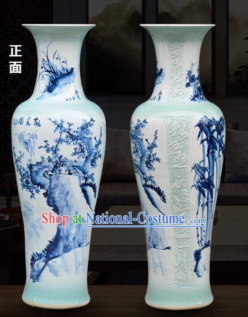 Chinese Traditional Printing Plum Blossom Bamboo Enamel Vase Jingdezhen Ceramic Handicraft