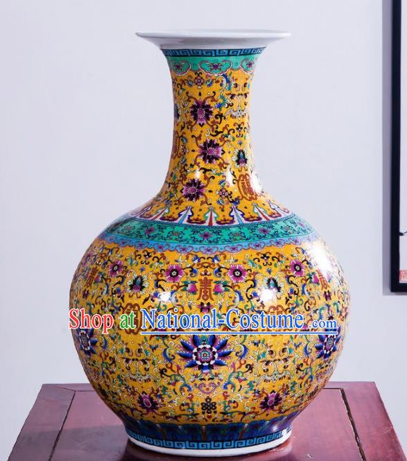 Chinese Jingdezhen Ceramic Craft Enamel Vase Handicraft Traditional Porcelain Vase