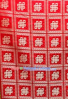 Chinese Traditional Buddhism Auspicious Pattern Red Brocade Silk Fabric Tibetan Robe Satin Fabric Asian Material