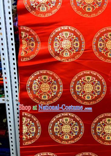 Chinese Traditional Buddhism Lotus Pattern Red Brocade Silk Fabric Tibetan Robe Satin Fabric Asian Material