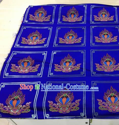 Chinese Traditional Buddhism Manichaeus Pattern Royalblue Brocade Silk Fabric Tibetan Robe Satin Fabric Asian Material