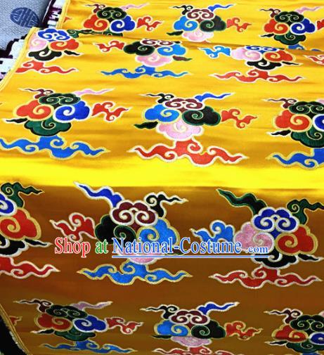 Chinese Traditional Buddhism Clouds Pattern Golden Brocade Silk Fabric Tibetan Robe Satin Fabric Asian Material