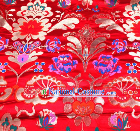 Chinese Traditional Pattern Red Brocade Silk Fabric Tibetan Robe Satin Fabric Asian Buddhism Material