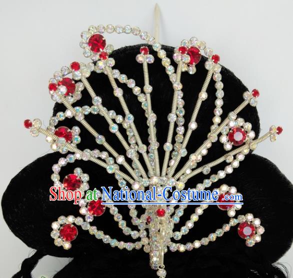 Chinese Ancient Princess Crystal Phoenix Hairpins Traditional Peking Opera Artiste Headwear for Women