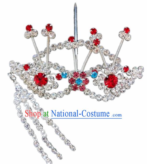 Chinese Ancient Princess Crystal Hairpins Traditional Peking Opera Artiste Headwear for Women