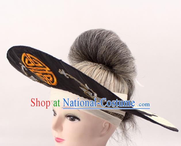 Chinese Ancient Fishermen Black Hat Traditional Peking Opera Old Male Headwear for Men