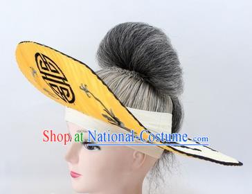 Chinese Ancient Fishermen Yellow Hat Traditional Peking Opera Old Male Headwear for Men