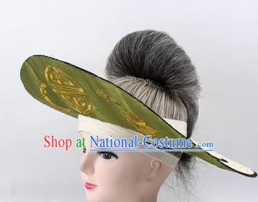 Chinese Ancient Fishermen Green Hat Traditional Peking Opera Old Male Headwear for Men