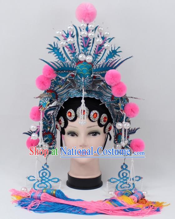 Chinese Ancient Princess Tassel Phoenix Coronet Traditional Peking Opera Diva Headwear for Women