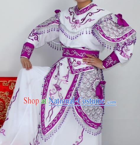 Chinese Ancient Swordswoman Purple Embroidered Dress Traditional Peking Opera Blues Artiste Costume for Women