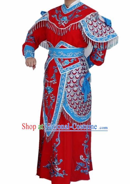 Chinese Ancient Swordswoman Red Embroidered Dress Traditional Peking Opera Blues Artiste Costume for Women