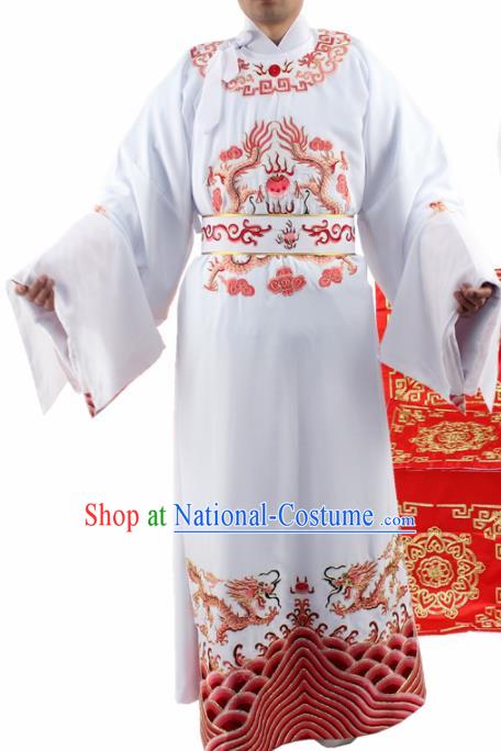 Chinese Ancient Number One Scholar Embroidered Red Dragon Robe Traditional Peking Opera Niche Costume for Men