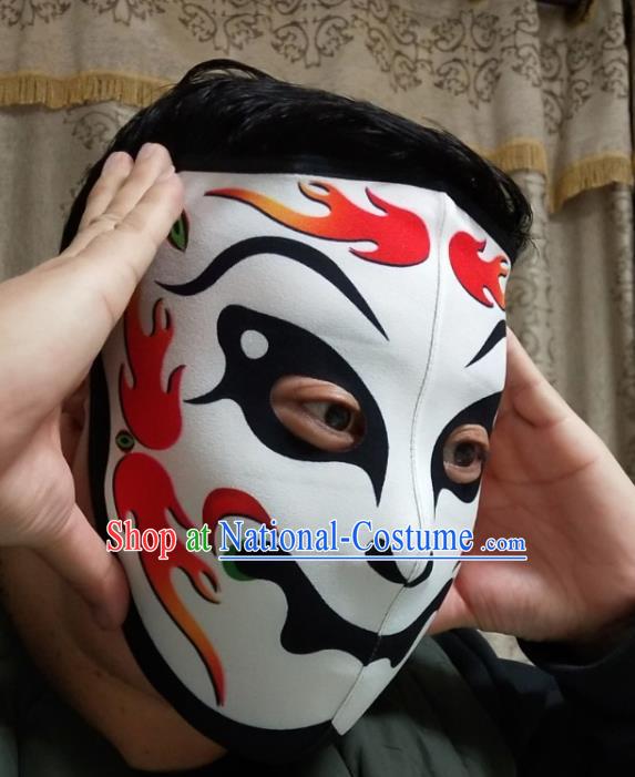 Chinese Traditional Sichuan Opera Face Changing Masks Handmade Painting White Facial Makeup