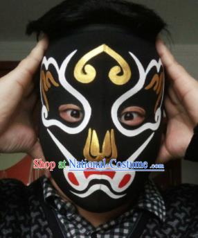 Chinese Traditional Sichuan Opera Prop Face Changing Black Masks Handmade Painting Facial Makeup