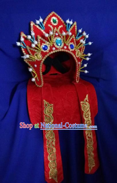 Chinese Traditional Sichuan Opera Face Changing Hat Handmade Red Helmet for Men