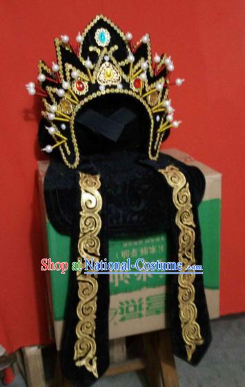 Chinese Traditional Sichuan Opera Face Changing Hat Handmade Black Helmet for Men