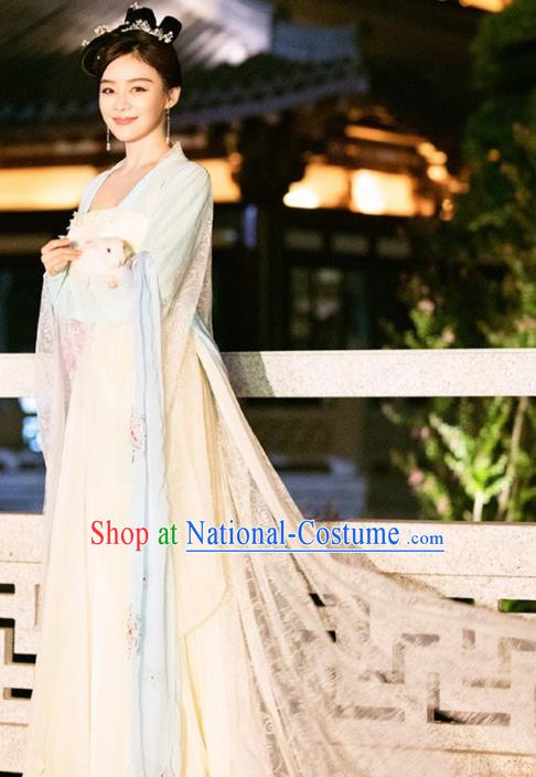 Traditional Chinese Tang Dynasty Imperial Concubine Embroidered Hanfu Dress Ancient Court Lady Replica Costume for Women