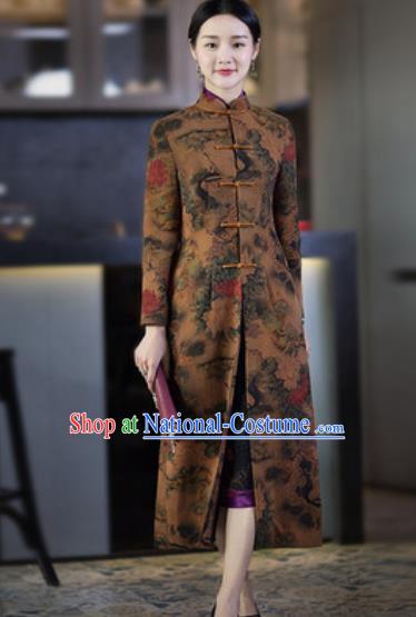 Chinese Traditional Tang Suit Dust Coat National Costume Outer Garment for Women