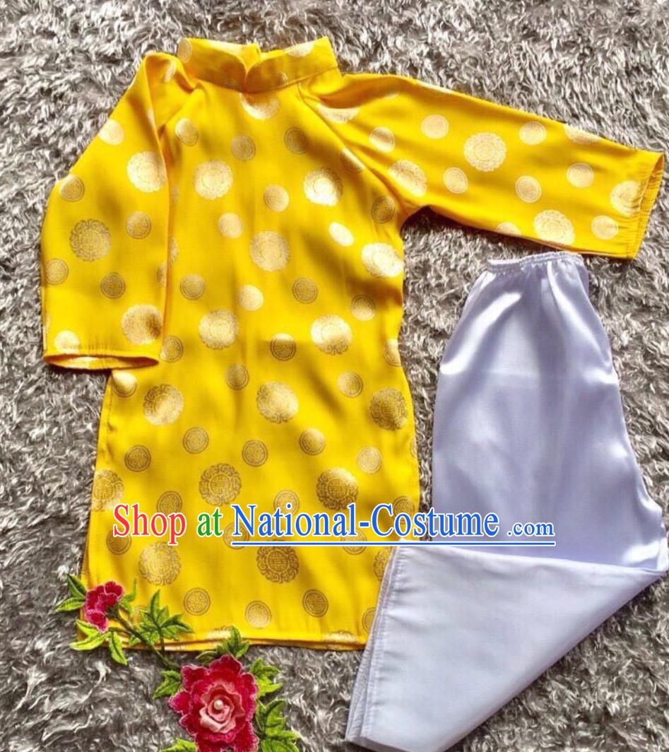 Classical Traditional Vietnam Dress Complete Set for Children Girls