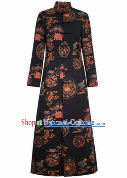 Chinese Traditional Tang Suit Printing Dust Coat National Costume Outer Garment for Women