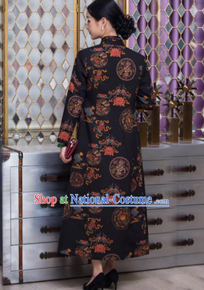 Chinese Traditional Tang Suit Printing Dust Coat National Costume Outer Garment for Women