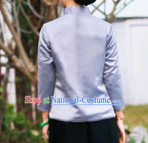 Chinese Traditional Tang Suit Upper Outer Garment Qipao Grey Blouse National Costume for Women