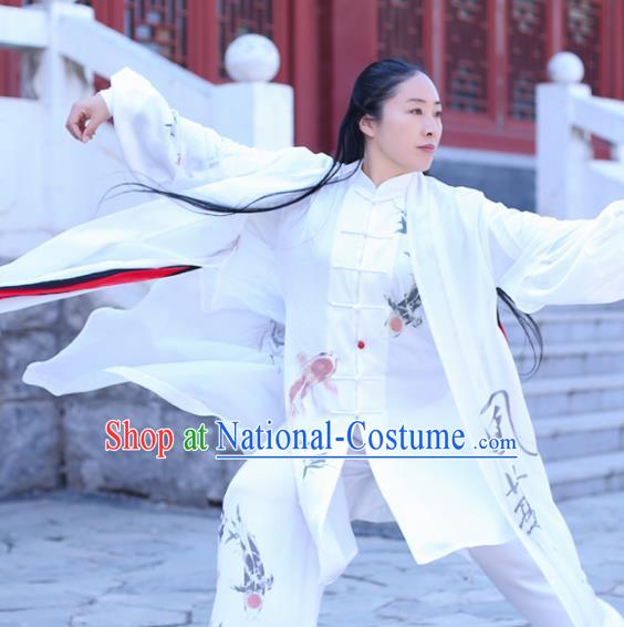 Chinese Traditional Martial Arts Competition Costume Kung Fu Tai Chi Ink Painting Clothing for Women