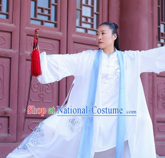 Chinese Traditional Martial Arts Competition Embroidered Costume Kung Fu Tai Chi Clothing for Women