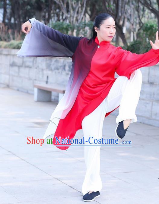 Chinese Traditional Kung Fu Competition Red Costume Martial Arts Tai Chi Clothing for Women