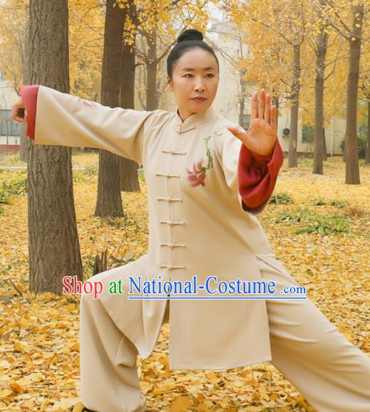 Chinese Traditional Kung Fu Competition Costume Martial Arts Tai Chi Printing Magnolia Clothing for Women