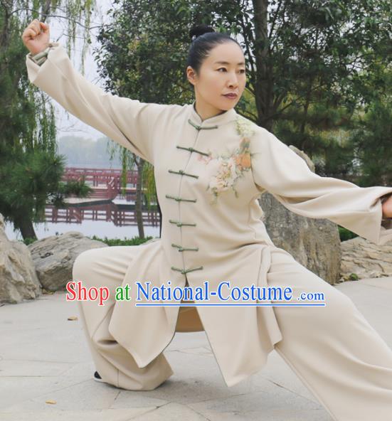 Chinese Traditional Kung Fu Competition Costume Martial Arts Tai Chi Printing Peony Clothing for Women