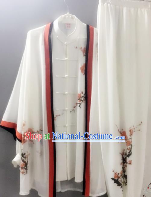 Chinese Traditional Kung Fu Competition Costume Tai Chi Martial Arts Printing Plum Blossoms Clothing for Men