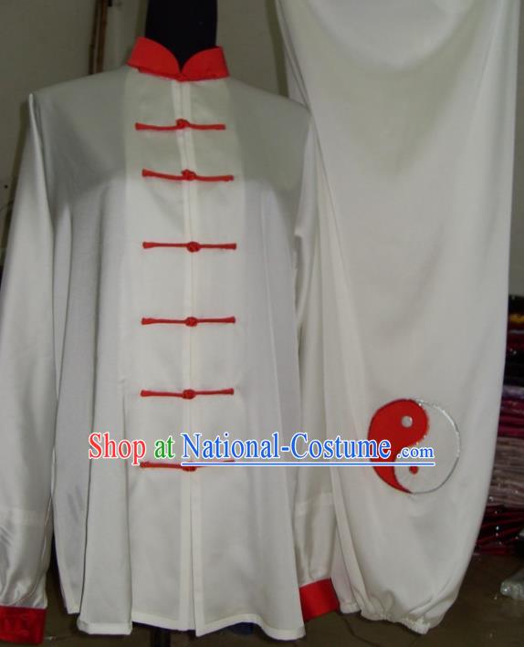 Chinese Traditional Kung Fu Competition Costume Tai Chi Martial Arts White Clothing for Men