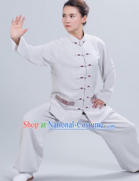 Chinese Traditional Kung Fu Competition Costume Tang Suit Tai Chi Grey Clothing for Women