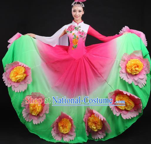 Chinese Traditional Classical Dance Green Dress Spring Festival Gala Stage Performance Costume for Women