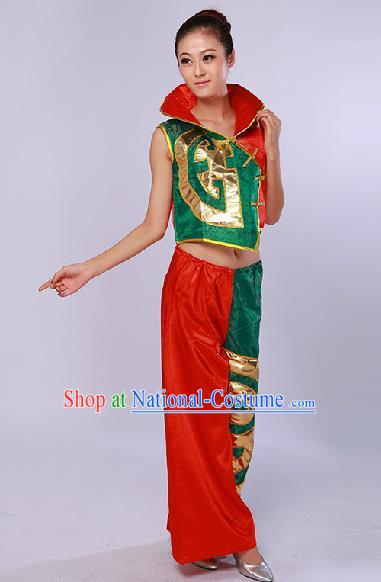 Chinese Traditional Drum Dance Red Clothing Folk Dance Stage Performance Clothing for Women