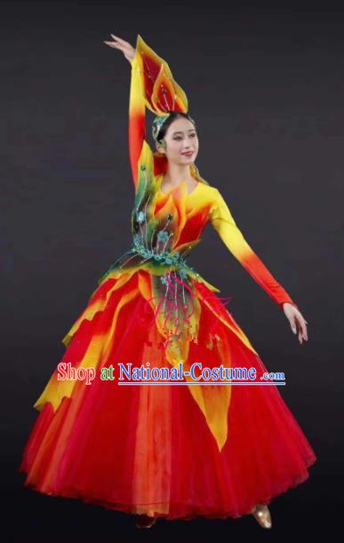 Chinese Traditional Spring Festival Gala Opening Dance Red Dress Modern Dance Stage Performance Costume for Women