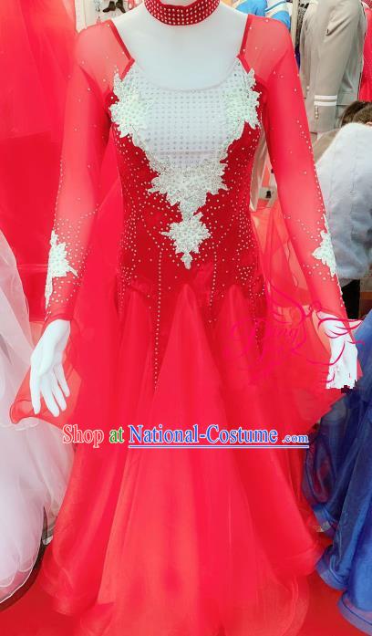 Chinese Traditional Chorus Opening Dance Red Dress Modern Dance Stage Performance Costume for Women