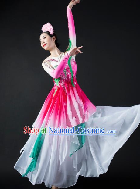 Top Grade Chorus Opening Dance Pink Dress Modern Dance Stage Performance Costume for Women