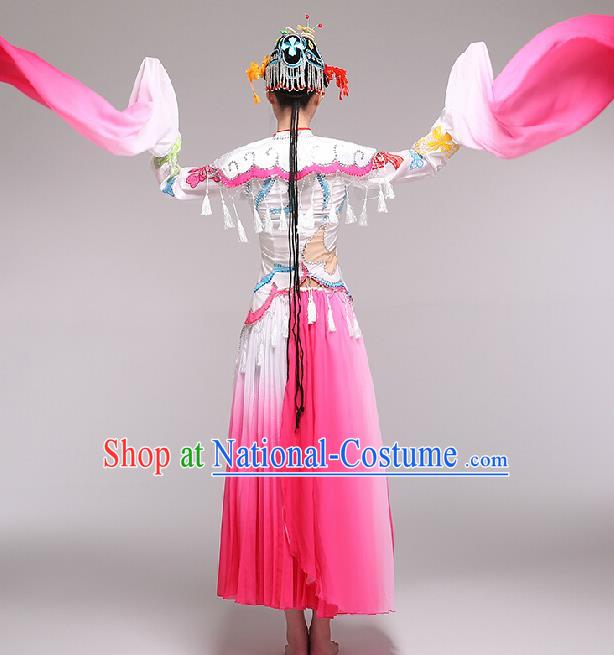 Chinese Traditional Classical Dance Costume Fan Dance Stage Performance Rosy Dress for Women